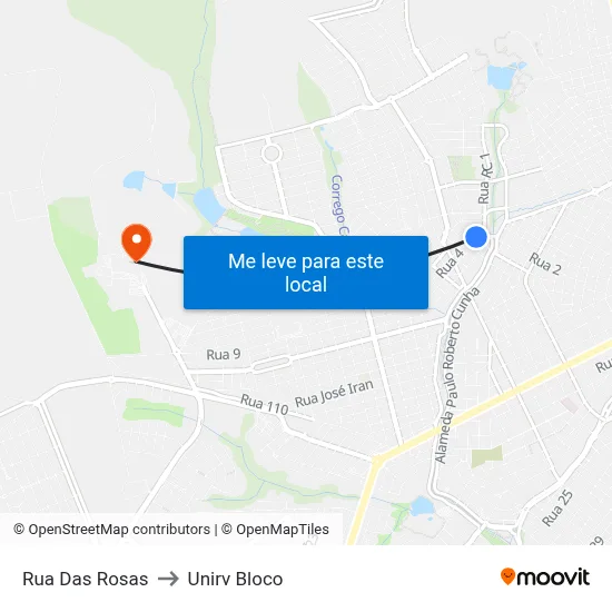 Rua Das Rosas to Unirv Bloco map