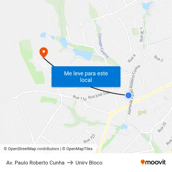 Av. Paulo Roberto Cunha to Unirv Bloco map
