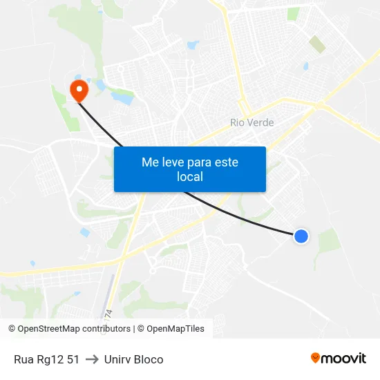 Rua Rg12 51 to Unirv Bloco map