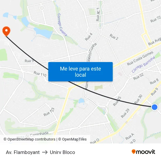Av. Flamboyant to Unirv Bloco map