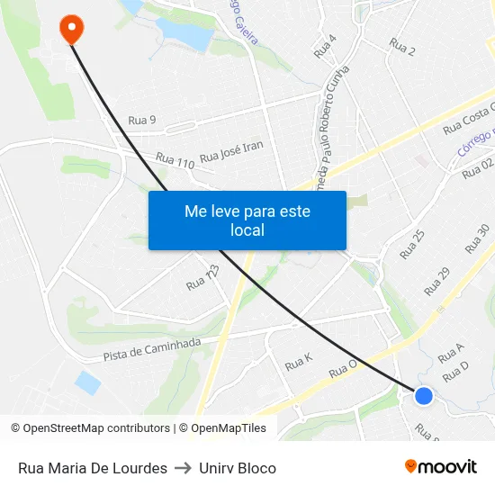 Rua Maria De Lourdes to Unirv Bloco map