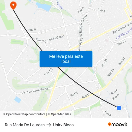 Rua Maria De Lourdes to Unirv Bloco map