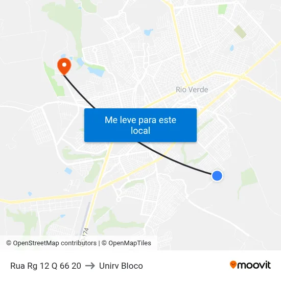Rua Rg 12 Q 66 20 to Unirv Bloco map