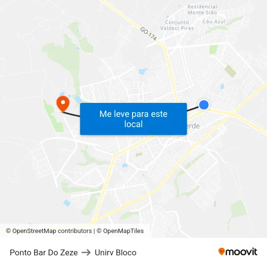 Ponto Bar Do Zeze to Unirv Bloco map