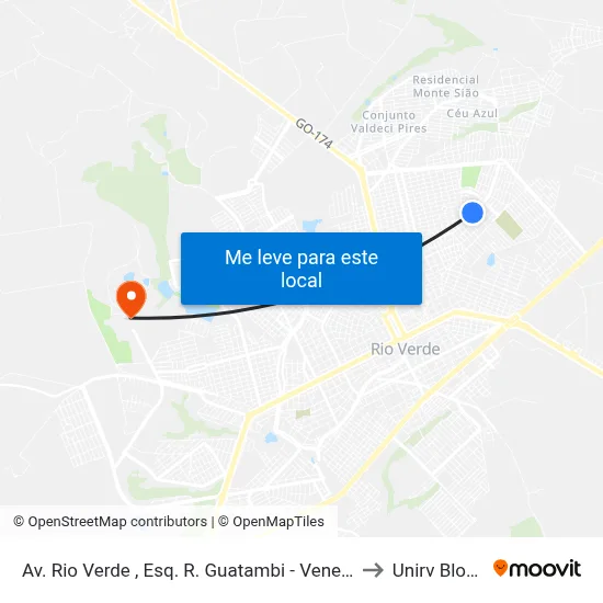 Av. Rio Verde , Esq. R. Guatambi - Veneza to Unirv Bloco map