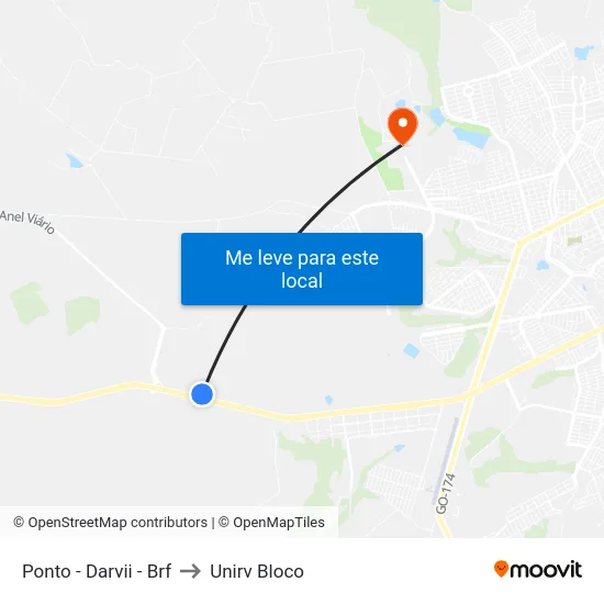 Ponto - Darvii - Brf to Unirv Bloco map