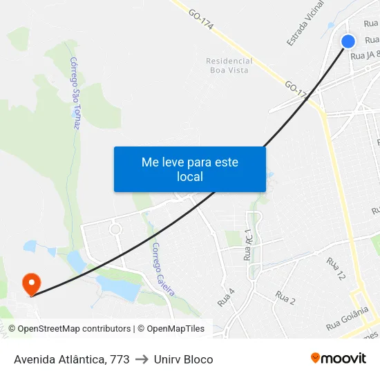 Avenida Atlântica, 773 to Unirv Bloco map