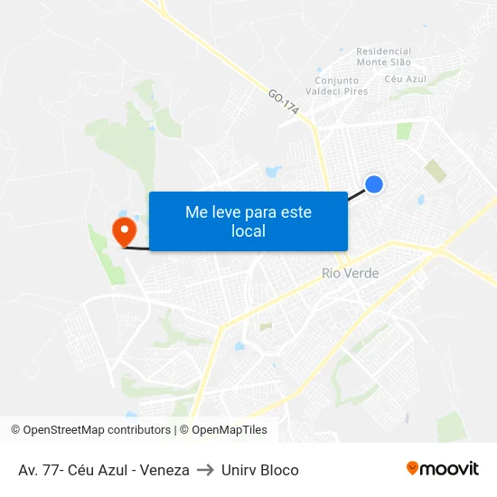 Av. 77- Céu Azul - Veneza to Unirv Bloco map