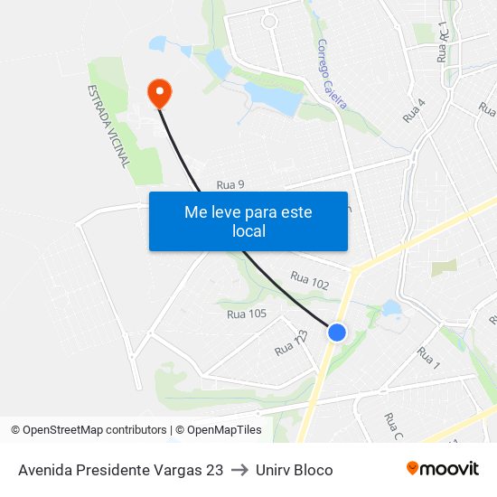 Avenida Presidente Vargas 23 to Unirv Bloco map