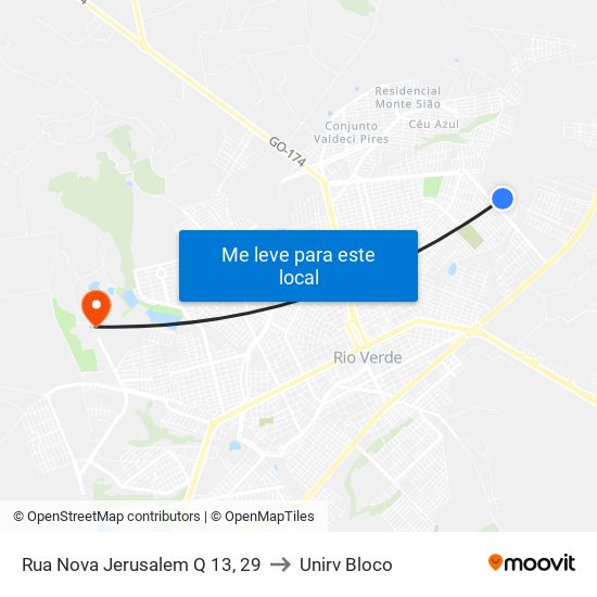 Rua Nova Jerusalem Q 13, 29 to Unirv Bloco map