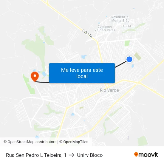 Rua Sen Pedro L Teixeira, 1 to Unirv Bloco map