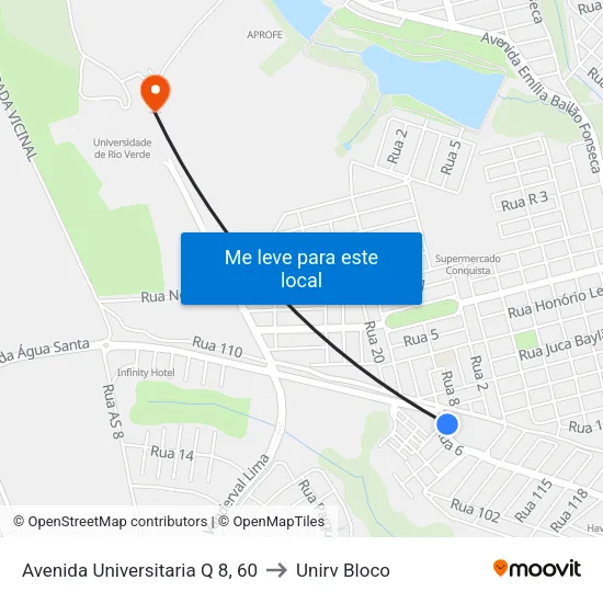Avenida Universitaria Q 8, 60 to Unirv Bloco map