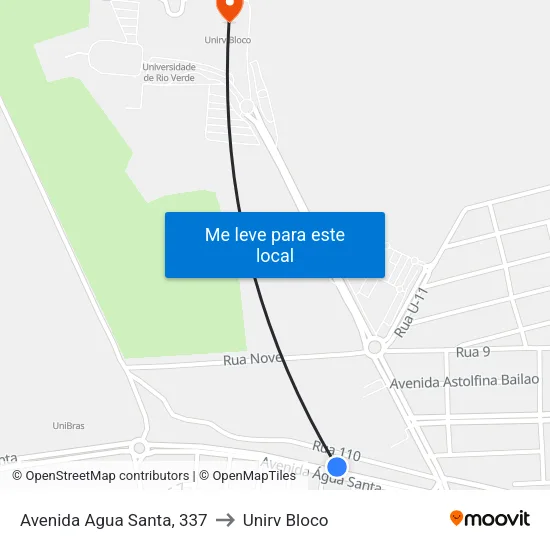Avenida Agua Santa, 337 to Unirv Bloco map
