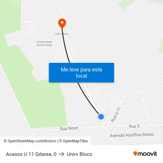 Acesso U 11 Qdarea, 0 to Unirv Bloco map