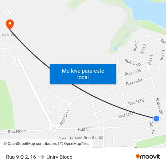 Rua 9 Q 2, 16 to Unirv Bloco map