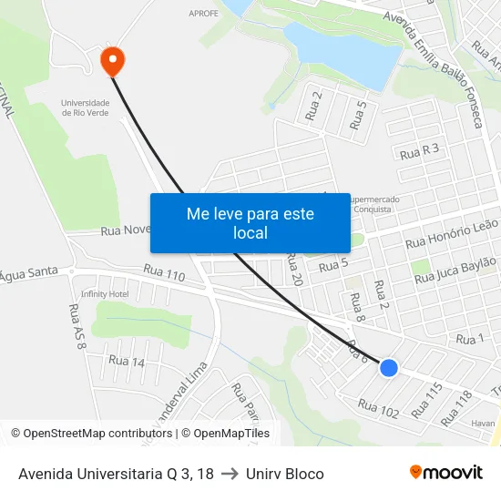 Avenida Universitaria Q 3, 18 to Unirv Bloco map