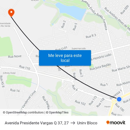 Avenida Presidente Vargas Q 37, 27 to Unirv Bloco map