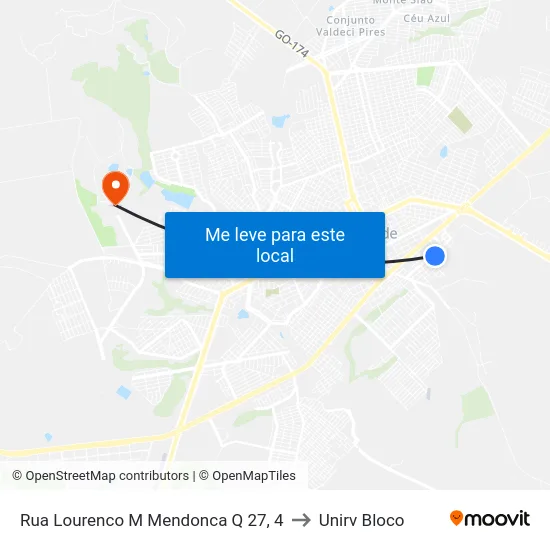 Rua Lourenco M Mendonca Q 27, 4 to Unirv Bloco map
