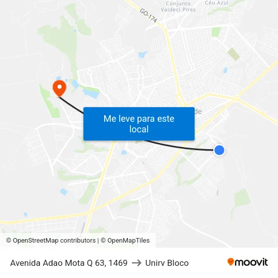 Avenida Adao Mota Q 63, 1469 to Unirv Bloco map