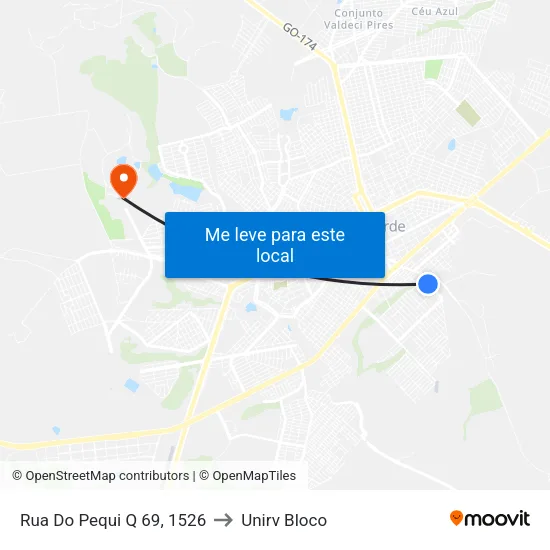 Rua Do Pequi Q 69, 1526 to Unirv Bloco map