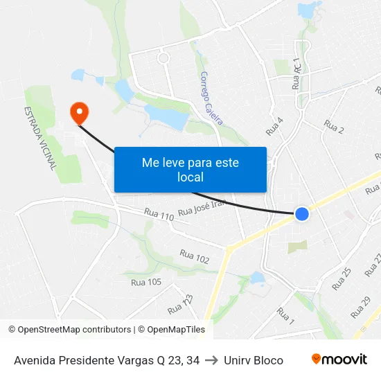 Avenida Presidente Vargas Q 23, 34 to Unirv Bloco map