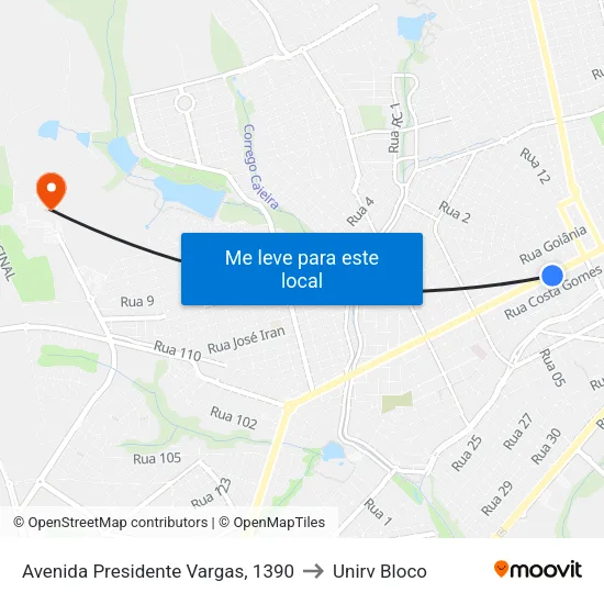 Avenida Presidente Vargas, 1390 to Unirv Bloco map