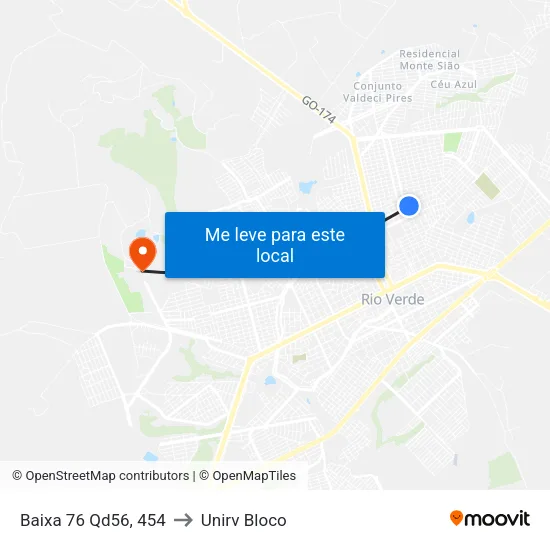 Baixa 76 Qd56, 454 to Unirv Bloco map