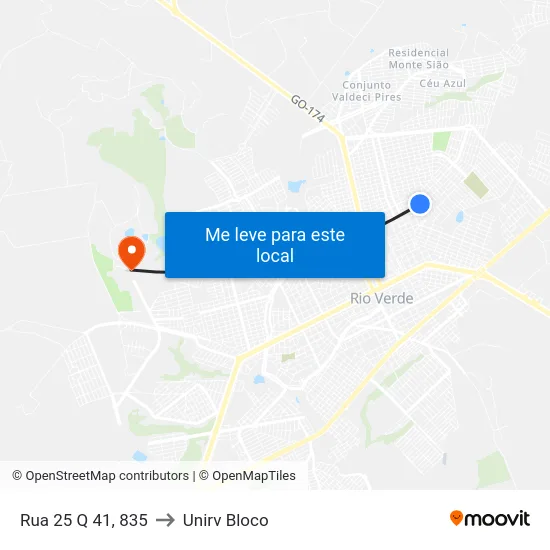 Rua 25 Q 41, 835 to Unirv Bloco map