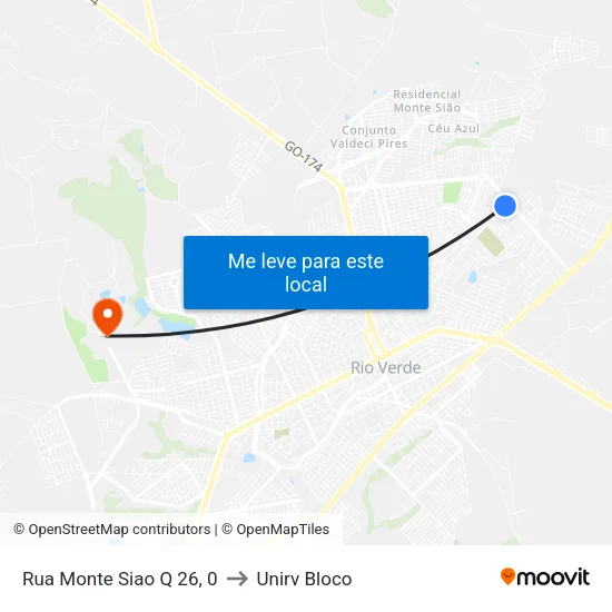Rua Monte Siao Q 26, 0 to Unirv Bloco map