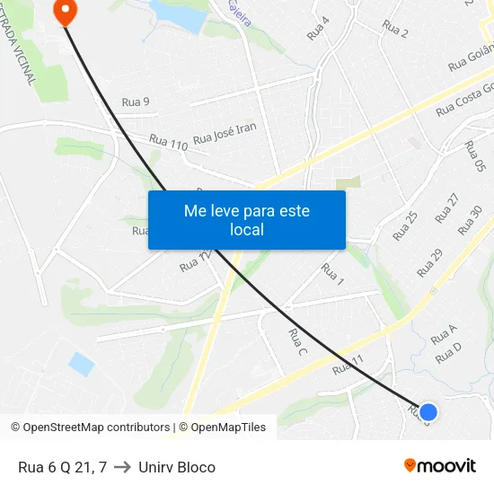 Rua 6 Q 21, 7 to Unirv Bloco map