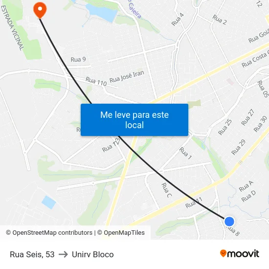 Rua Seis, 53 to Unirv Bloco map