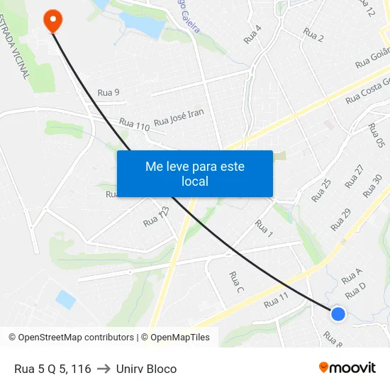 Rua 5 Q 5, 116 to Unirv Bloco map