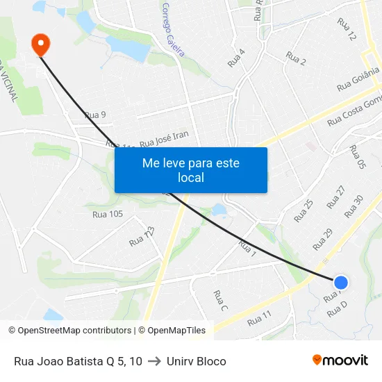 Rua Joao Batista Q 5, 10 to Unirv Bloco map