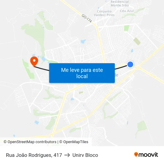 Rua João Rodrigues, 417 to Unirv Bloco map