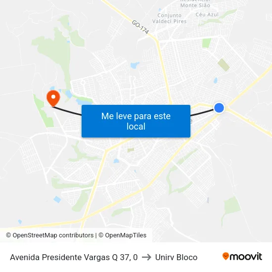 Avenida Presidente Vargas Q 37, 0 to Unirv Bloco map