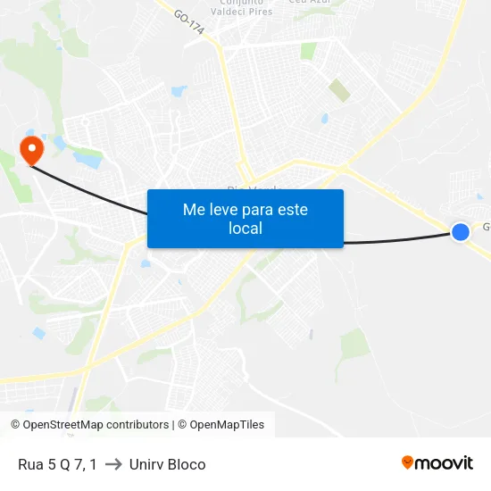 Rua 5 Q 7, 1 to Unirv Bloco map