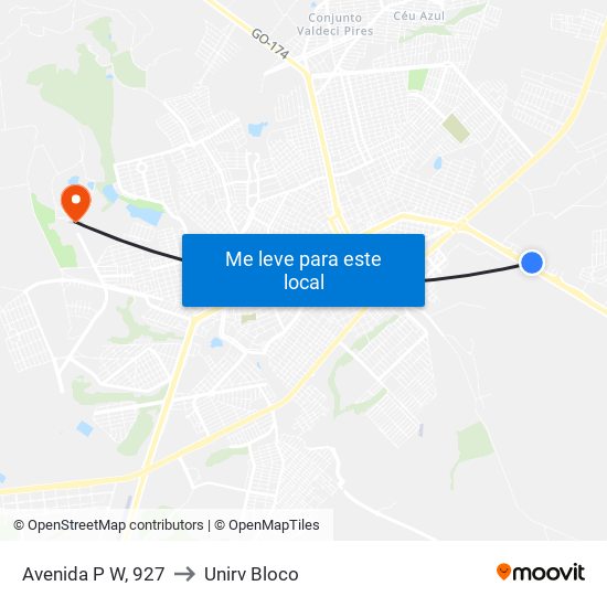 Avenida P W, 927 to Unirv Bloco map
