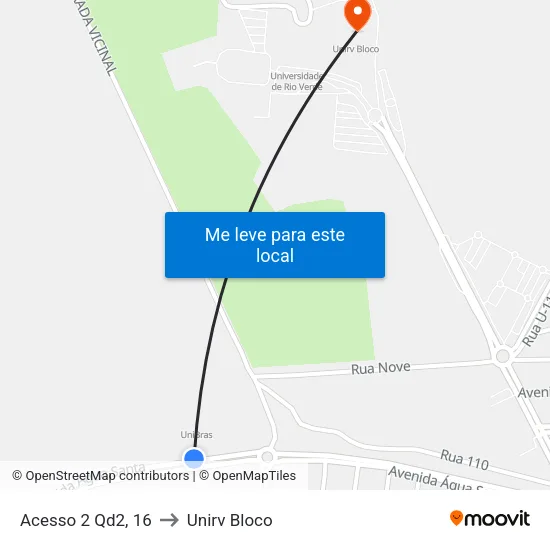 Acesso 2 Qd2, 16 to Unirv Bloco map