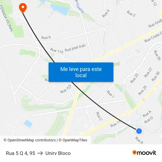 Rua 5 Q 4, 95 to Unirv Bloco map
