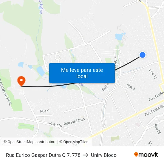 Rua Eurico Gaspar Dutra Q 7, 778 to Unirv Bloco map
