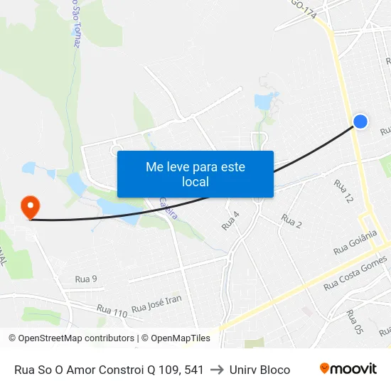 Rua So O Amor Constroi Q 109, 541 to Unirv Bloco map