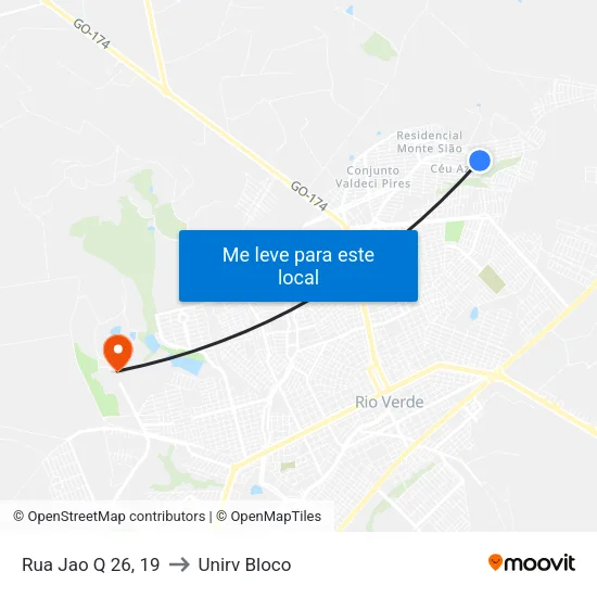 Rua Jao Q 26, 19 to Unirv Bloco map