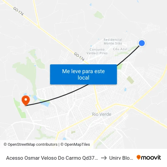 Acesso Osmar Veloso Do Carmo Qd37, 12 to Unirv Bloco map