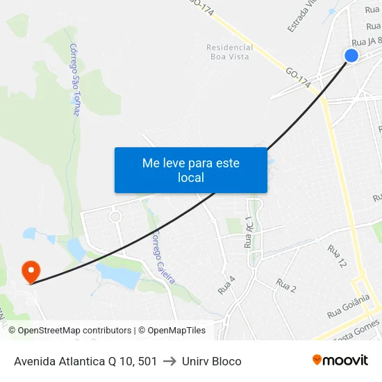 Avenida Atlantica Q 10, 501 to Unirv Bloco map