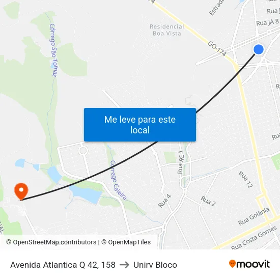 Avenida Atlantica Q 42, 158 to Unirv Bloco map
