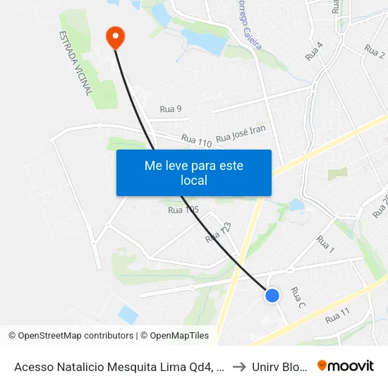Acesso Natalicio Mesquita Lima Qd4, 18 to Unirv Bloco map