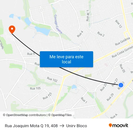 Rua Joaquim Mota Q 19, 408 to Unirv Bloco map