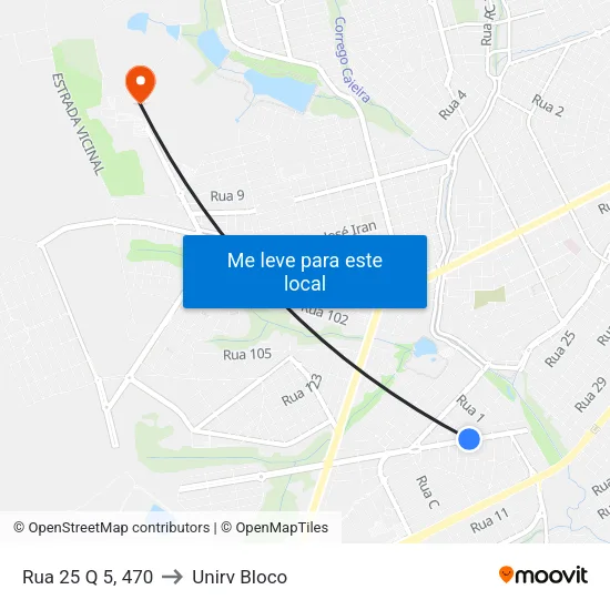 Rua 25 Q 5, 470 to Unirv Bloco map