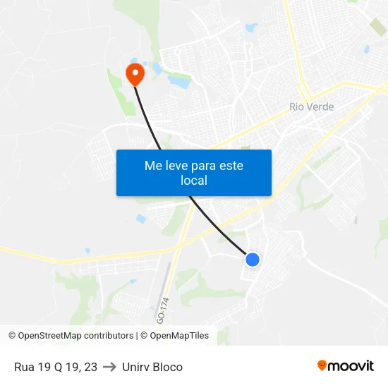 Rua 19 Q 19, 23 to Unirv Bloco map