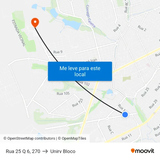 Rua 25 Q 6, 270 to Unirv Bloco map